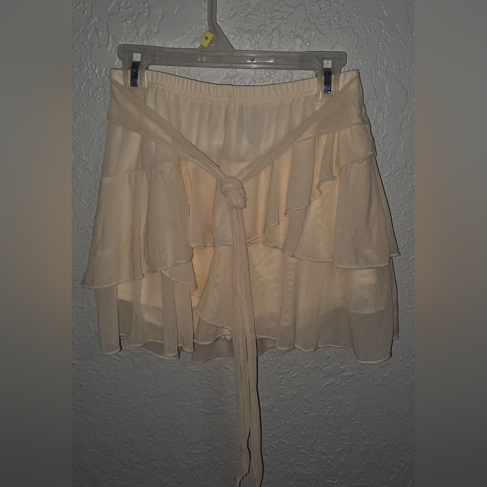 SHEIN Cream Skirt with Ruffle and Tie